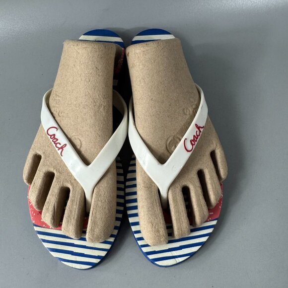 Authentic Coach Kali Jelly/Popular Nautical Striped Sz. 7B Flip Flops - Picture 5 of 11